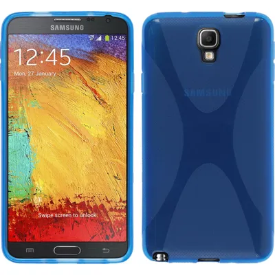 Produktbild von PhoneNatic Case kompatibel mit Samsung Galaxy Note 3 Neo - blau Silikon Hülle X-Style + 2 Schutzfolien