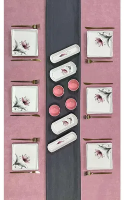 Image de Hermia Concept, ensemble de petit-déjeuner de haute qualité (14 pièces) en céramique 100%, compatible avec le lave-vaisselle
