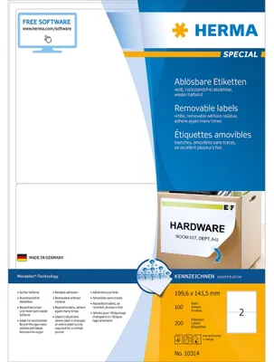 Immagine prodotto di Etichette A4 bianche 199,6x143,5 mm mobili-rimovibili carta opaca 200 pz.