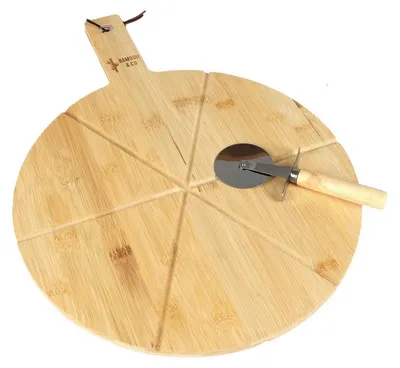 Produktbild von Bambou & Co Pizza-Schneidebrett+Pizzaschneider Ø 37 cm Pizzabrett 37240