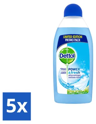 Produktbild von 5 x Dettol Power & Fresh Allesreiniger - Baumwollfrisch - 500 ml - Vorteilspackung - 5 Stücke