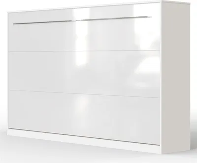 Produktbild von SMARTBett Schrankbett Standard Weiss/Weiss Hochglanzfront 120 Horizontal