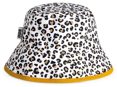 Image de Casquette enfant KI et Wendbarer Bob, protection UPF50+, motif léopard/camel, 100 % coton recyclé