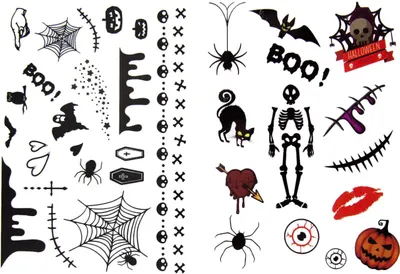 Produktbild von Oblique Unique Temporäre Tattoos für Kinder Halloween Skelett Spinnen uvm - 36 Motive