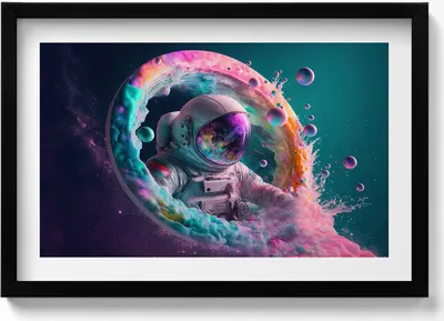 Produktbild von Kosmonautenfarbene Wolken– Wandbild mit Rahmen – Gerahmtes Bild  – Wanddekoration – 60x40 cm –  Schwarz Rahmen