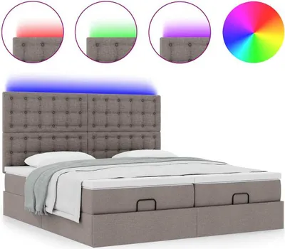 Produktbild von Ottoman-Bett mit Matratzen & LEDs Taupe 180x200 cm Stoff