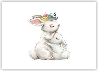 Produktbild von Poster - Poster ohne Rahmen - Kaninchen Hase Kinder - 70x50 cm - Wand Bild - Wanddeko - Wandbilder - Kunstposter - Wandposter - Bilder - Kunstdruck - Wanddekoration - Wandbild - P2XAA70x50-4725