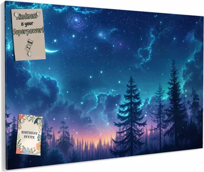 Produktbild von Magnettafel 60x40cm magnetisch & beschreibbar Metall-Board - Nachthimmel Wald