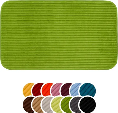 Produktbild von liebling Badteppich mit Anti-Rutsch-Beschichtung aus PVC Noppen, Cord-Optik, 100% Polyester, 60 x 100 cm, Fußbodenheizung geeignet, dunkelgrün
