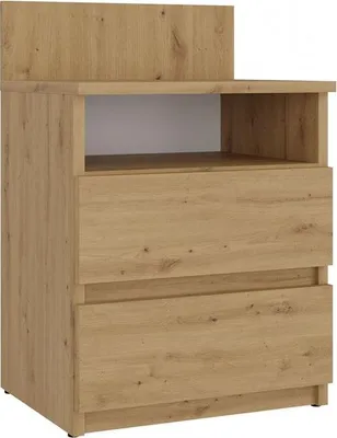 Immagine prodotto di Moderno comodino Malwa M1 con 2 cassetti – Artisan Oak | 40x32x59 cm