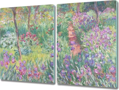 Produktbild von Coloray Hackbrett Kochplattenabdeckung Herdabdeckplatte 2x40x52 cm Schneidebrett Küchenbrett - Garten in Giverny Monet