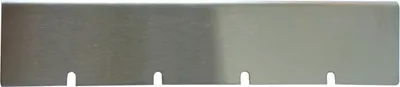 A metal strip with cutouts, likely a part for a mailbox.