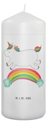 Produktbild von Mr. & Mrs. Panda Kerze Einhorn Regenbogen 19 x 8 cm - Weiß - Geschenk, Erwachsenwerden, Erinnerungslicht, Glitzer, Unicorn, Erinnerungskerze, Einhornpower, Bedruckte