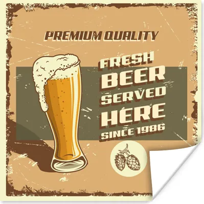 Produktbild von MuchoWow® Poster Mannshöhle - Bier - Schaum - Vintage 100x100 cm - Babyzimmer