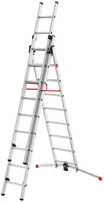 Zdjęcie produktu dla Hailo S100 ProfiLOT, aluminiowa drabina kombinowana 3-sekcyjna, 2x9 + 1x8 szczebli