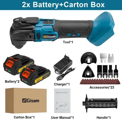 Produktbild von Oszillierendes Multitool - Bürstenloses 18V Akku-Multifunktionswerkzeug - 6 Geschwindigkeiten - 20000 OPM - Sägen, Schneiden, Schleifen - Set mit 2 Akkus