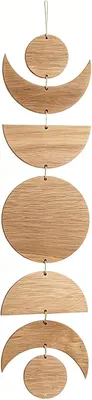 Produktbild von Hängende Fensterdekoration aus Holz mit Sonnen- und Mondmotiv, Boho-Wanddeko für das Wohnzimmer, einzigartige Wandkunst für das Schlafzimmer