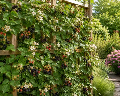 Produktbild von Schwarze Himbeere ‘Black Jewel’ 50–70 cm – Rubus occidentalis – winterharte Beerenpflanze, Himbeerstrauch für Garten & Kübel, KI-generiertes Bild
