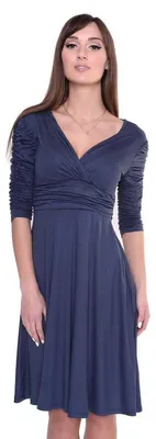 Produktbild von Kleid Knielang mit Raffungen Wickeloptik, V-Ausschnitt + MAMA Umstandsmode, 8199 Grafit S/M 36/38