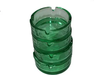 Produktbild von 4 Stück Glasaschenbecher Glas Aschenbecher Ø 10,5 cm Rund Stapelbar Grün
