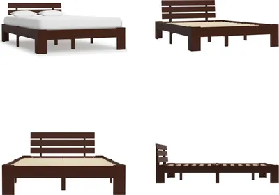 Immagine prodotto di vidaXL Letto in legno massiccio di pino marrone scuro 140x200 cm - Struttura letto - Cornici letto - Struttura letto - Letto