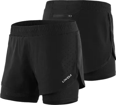 Produktbild von Lixada Damen 2-in-1-Laufshorts Schnelltrocknende, atmungsaktive, aktive Trainingsübung Jogging-Radhose mit längerem Innenschuh