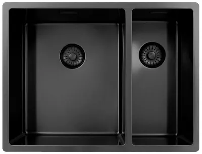 Zdjęcie produktu dla Zlewozmywak kuchenny 34+18 cm, kolor "gun metal", półtorazlewozmywak, seria Pure.Sink