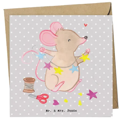 Produktbild von Mr. & Mrs. Panda Grußkarte Maus Basteln - Grau Pastell - Geschenk, Klappkarte, Kreatives, Glückwunschkarte, faltkarte, DIY, anlasskarte, doppelkarte