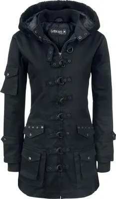 Produktbild von Gothicana by EMP Damen schwarzer Parka mit Nieten L