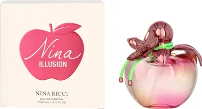 A product shot of Nina Ricci Nina Illusion Eau de Parfum for women, showing both the product box and the perfume bottle.