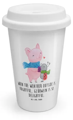Produktbild von Mr. & Mrs. Panda Thermobecher Glühschwein Smörle - Weiß - Geschenk, To Go Becher, Kaffeebecher, Süßer Marienkäfer Gibt, Glühwein Liebhaber, Der Stolze, ToGo, Coffee