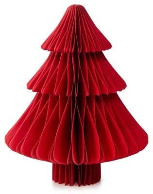 Produktbild von Roter Weihnachtsbaum aus Papier - Honeycomb Weihnachtsdeko 14 x 18 cm