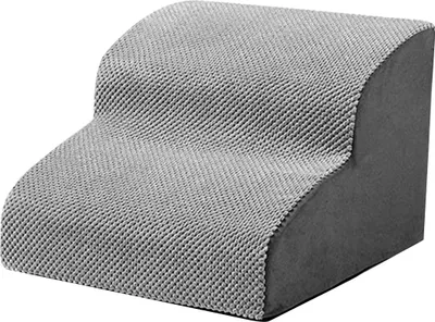 Produktbild von Hundetreppe 2 Stufen, rutschfeste Hunderampe aus Schaumstoff für kleine Hunde, Couch & Sofa, 30 cm hoch, Grau