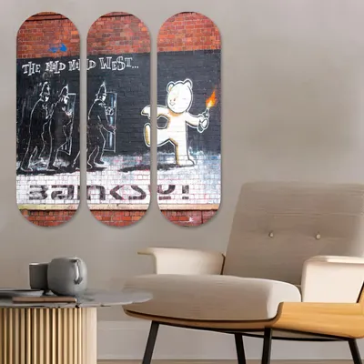 Produktbild von Wallity, 3KY3785, Dekoratives MDF-Gemälde (3 Stück), 100 % MDF, Mehrfarbig, 20 x 70 cm