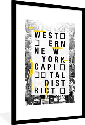 Produktbild von MuchoWow® MuchoWow® Gerahmtes Poster New York - Schwarz - Weiß 60x90 cm - Poster mit zchwarzem Bilderrahmen - Dekoration - Wandposter Wohnzimmer - Hochwertig