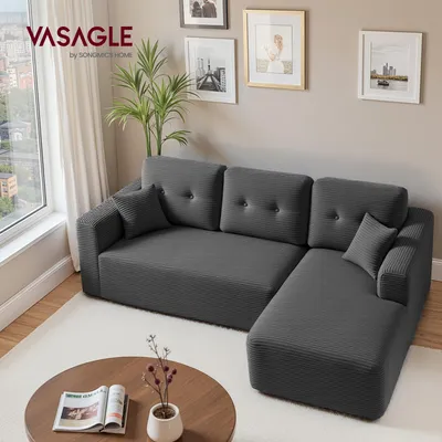 Produktbild von Modulares Sofa, Ecksofa mit Liege rechts, 244 cm breit, vakuumverpackt, keine Montage erforderlich, grau, KI-generiertes Bild