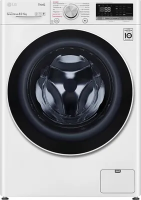 Produktbild von LG V5WD85SLIM Waschtrockner, Frontlader, Weiß, 1200 U/min, 8,5 kg Fassungsvermögen, 54 dB Waschlautstärke, 60 cm Breite, Startzeitvorwahl, Dampffunktion, Smartphone-Steuerung