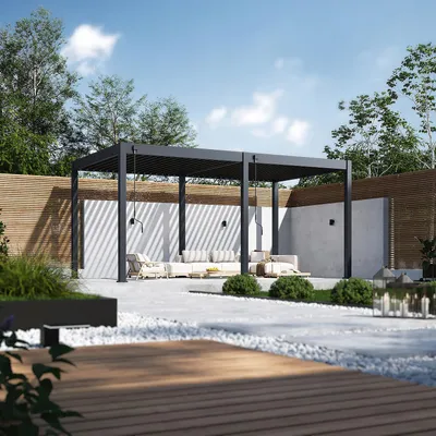 Produktbild von Weide Classic Pergola Aluminium 3x5,3m mit Lamellendach freistehend anthrazit