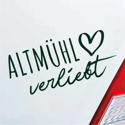 Produktbild von Auto Aufkleber Altmühl verliebt Herz Fluss Wasser Water Liebe Car 19x9 cm Dunkelgrün Sticker Heckscheibenaufkleber