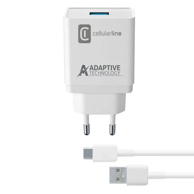Immagine prodotto di Cellularline Adaptive Fast Charger Kit 15W Caricabatterie Connettore USB-C Bianco