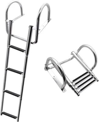Immagine prodotto di Scala per piscina, con 4 gradini, realizzata in acciaio inossidabile, pieghevole e telescopica, dotata di ampie maniglie e gradini larghi, con una capacità di carico di 227 kg, ideale per piscine