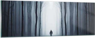 Produktbild von Bilder auf glas - Einteilig - Charakter Wald Einsamkeit - 90x30cm - Glasbilder - Wandbilder - Bilder - zum Aufhängen bereit - Wanddekoration aus Glas - Glas Bilder - Wandbild auf Glas - GAB90x30-4142