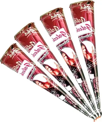 Produktbild von 4x Golecha 100% Natural Henna Paste Cones Kegel (Rot-Braun) No Mix, No PPD, 125g