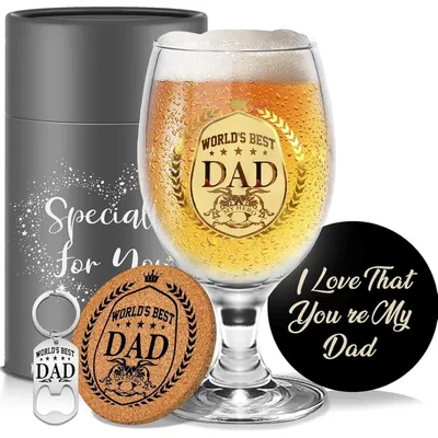 Produktbild von Bierglas Set 5 Stück mit Gravur für Papa, 400ml, Geschenk für Geburtstag & Weihnachten