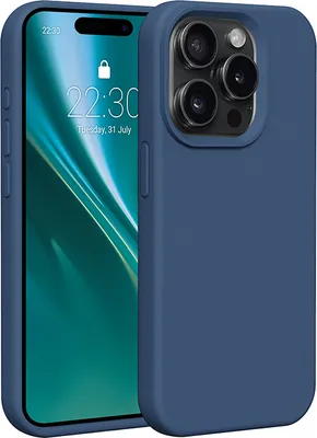 Image de Étui en silicone Etteri pour iPhone 15 Pro 6,1 pouces Couverture pour téléphone portable bleu foncé