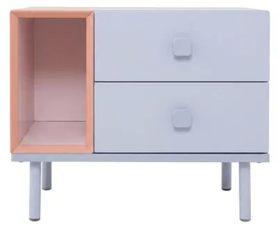 Produktbild von Grauer Nachttisch Holznachtisch Schubladen Jugendzimmer modern Schlafzimmer