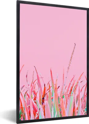 Produktbild von MuchoWow® Gerahmtes Poster Sommer - Pflanzen - Pastell 60x90 cm - Poster mit Schwarzem Bilderrahmen Wandposter Rahmen Foto Bilder - Kunst