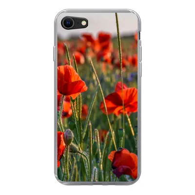 Produktbild von MuchoWow® Handyhülle Schutzhülle Hülle für iPhone 7 Blumen - Mohnblumen - Natur - Rot Silikon Softcase Handy Hülle - Kartenhalter