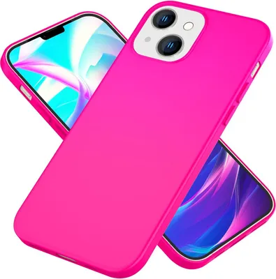 Produktbild von Hülle für iPhone 14 Plus - Bunte Neon Silikon Handyhülle Samtig Rutschfest Cover Pink