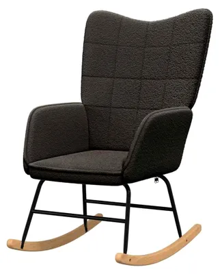 Produktbild von Schaukelstuhl, Schaukelstuhl, Relaxsessel, Dunkelgrau, Sherpa-Stoff